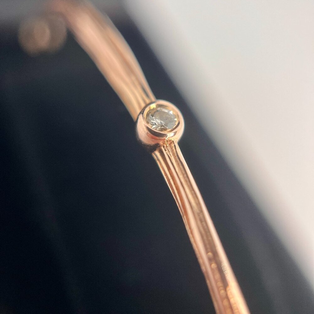 Solid Rose Gold and diamond bangle